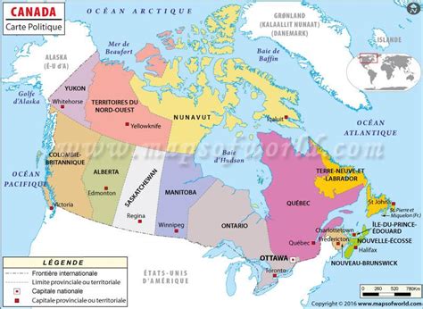 carte du canada avec capitales.